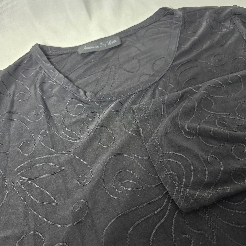American City Wear Womens Black Shirt 3/4 Sleeve‎